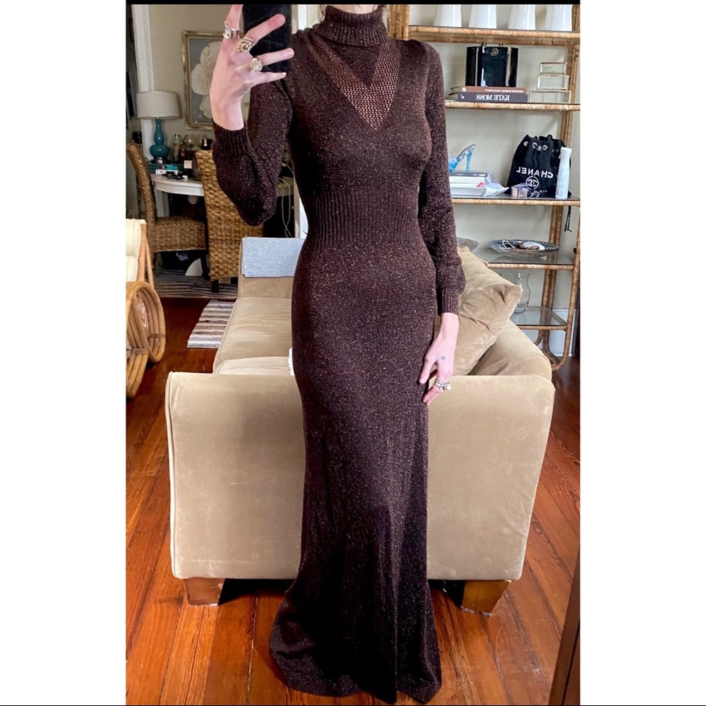 Wenjilli Vintage knit metallic bronze 70s maxi - Picture 1 of 8
